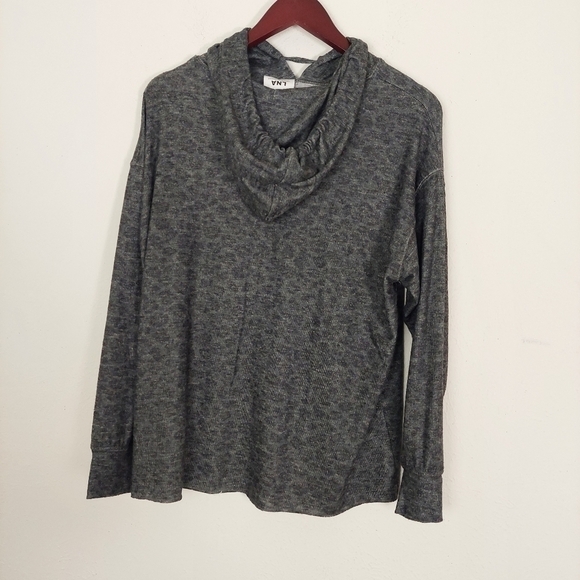 LNA Women's Heather Gray Oversized Hoodie Raw Hem Size M Athleisure Stretch EUC - Picture 7 of 7
